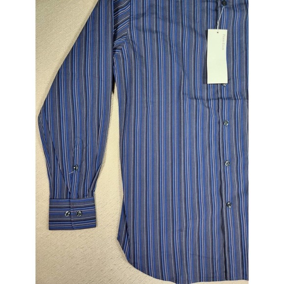 Perry Ellis Shirt Mens Small S Blue Stiped Newbury Key Button Up Cotton NWT 2 - Picture 4 of 12